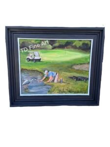 Water Hazard Golf Painting Tish Davis acrylic, 16 x 20 framed