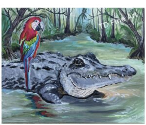 Swamp Tour animal painting by Tish Davis