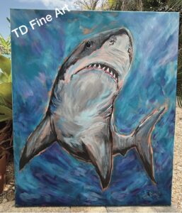 Acrylic shark painting by Tish Davis