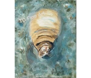 Acrylic baby manatee painting, abstract, Davis Tish