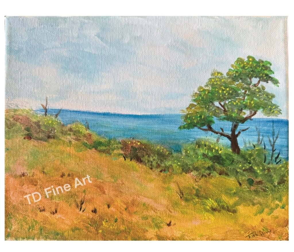 Landscape painting, mixed media, Sweet Sunny Day, Davis, Tish, Unframed