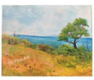 Landscape painting, mixed media, Sweet Sunny Day, Davis, Tish, Unframed