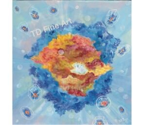 Rebirth, Abstract acrylic Painting 20" x 20" blue, Davis, Tish