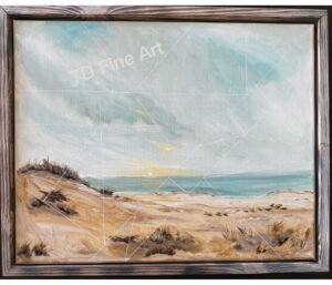 Acrylic abstract seascape, Dunes Dimension, Davis Tish, blues, shapes