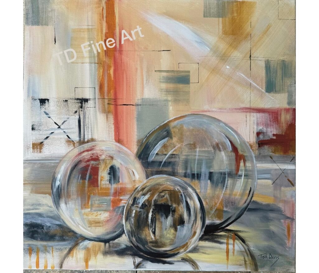 XOXO Abstract modern acrylic painting, Tish Davis