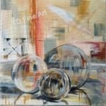 XOXO Abstract modern acrylic painting, Tish Davis