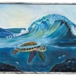 acrylic, sea turtle, wave, modern