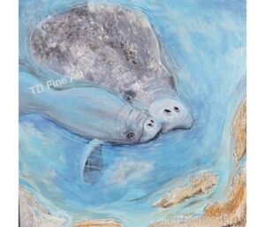acrylic manatee painting, texture