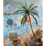 Abstract mixed media painting on watercolor paper. Tropical Mystery, Tish Davis 11"x15" unframed